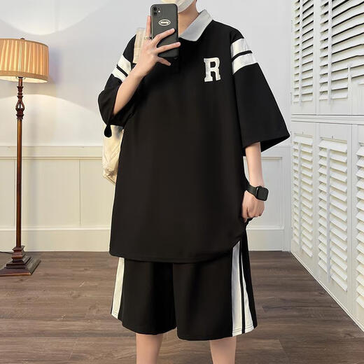 
Jianfang big children's clothing for men aged 12 to 15 years old short-sleeved middle school students T-shirt for summer POLO shirt suit for boys 12-15 years old 5012 green short-sleeved + shorts 10XL m 70-100Jin [Jin equals 0.5 kg]