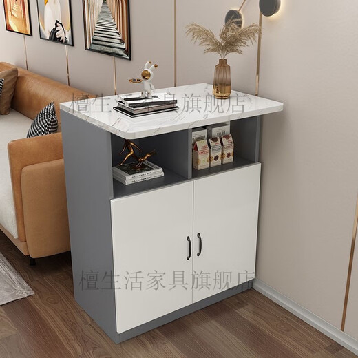 Hualaid home bar table kitchen restaurant partition cabinet multi-functional entrance cabinet modern simple small bar wine cabinet high table white cabinet + marble color countertop + white cabinet length 120 three doors