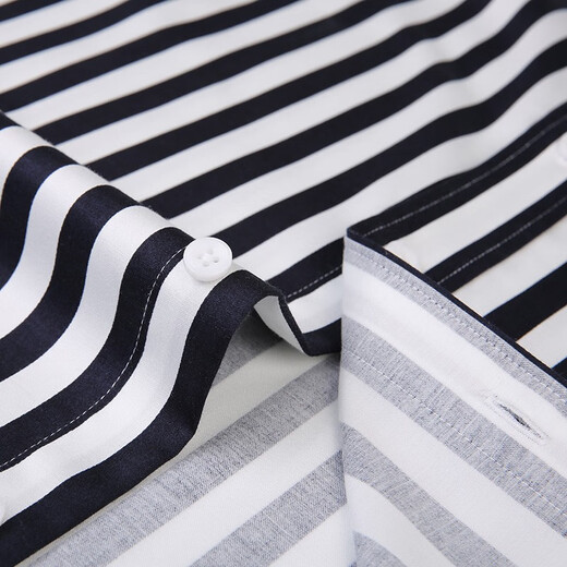 Talentueuse Yijia Black and White Vertical Stripe Stripe Men's Men's British Men's Fashion Casual Elastic Cotton Coton Trending Anti-Warming Stripes bleues cachées 5009 40 / L / 175