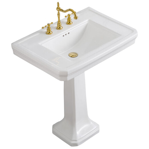 Jintao Die Tao Classic Simple Large Column Washbasin American Retro Ceramic Washbasin Floor-standing Bathroom Set DT-1315-3 Chrome-plated 83H01 Three-hole Set 770