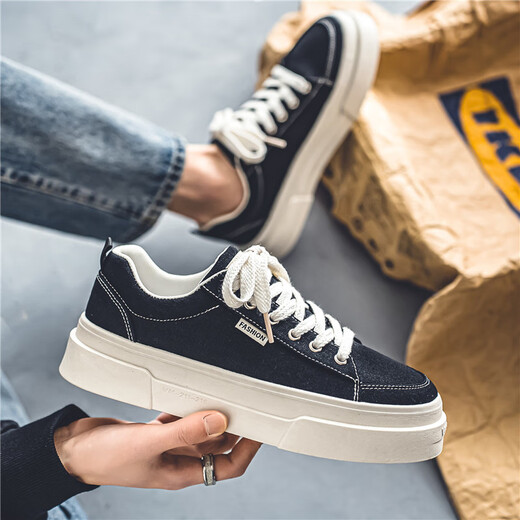 Xiao Xueling Canvas-Schuhe für Männer 2024 Sommer Neue Low-Top-Männerschuhe Paar koreanische vielseitige weiße Schuhe Männer lässige Schuhe Männer schwarz 42 (260 mm)
