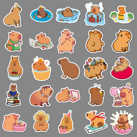 100 Bilder von Kapibala niedliche Handaufkleber Buddhist Capybar Mini kleines Muster Diy Phone Hülle Schaffer Water Cup Tablette Aufkleber handgefertigt selbst klebendes wasserdichte Dekoration 100 Bilder von Capybara-701+1047xh 4-5cm