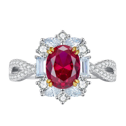 DidiZoo 3 carat artificial ruby ring, inlaid with exquisite workmanship, simple and generous opening, colorful gemstone ring for women, red diamond ring, opening adjustable