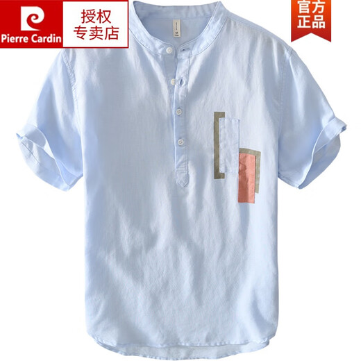 皮尔卡丹（pierre cardin）中国风休闲短袖男T恤棉麻上衣夏季薄款立领t复古亚麻体恤P0LO宽松 灰色 棉麻 XL 67-73公斤