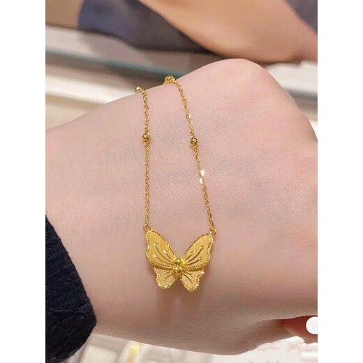 Yadige Tiaotai Butterfly Necklace Flower Moon Festival 18K Gold New Clavicle Chain Gold Pure Gold Bow Women's Trendy Tune Too