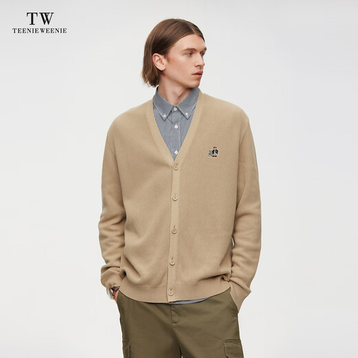Teenie Weenie Bear Men's Wool Knitted Cardigan Men's Spring Sweater Top Casual Commuting Jacket Khaki M 170