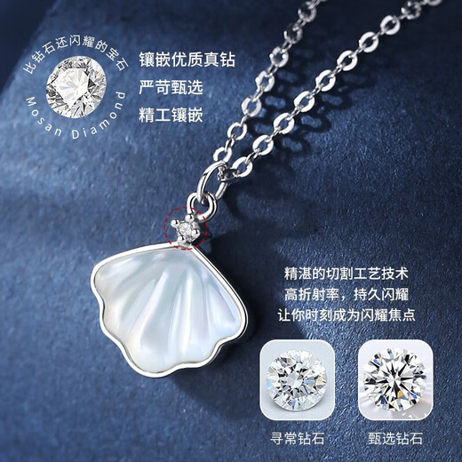 Ji Shizhe (GIEVSZHE) platinum pt950 platinum necklace with a shell pendant, birthday, Chinese Valentine's Day gift for girlfriend, noble platinum model - platinum necklace + white mother-of-pearl