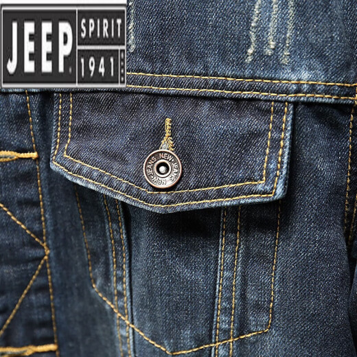 JEEP SPIRIT春秋牛仔外套男宽松大码加肥加大码牛仔上衣春季胖子休闲夹克 9918深蓝色 M