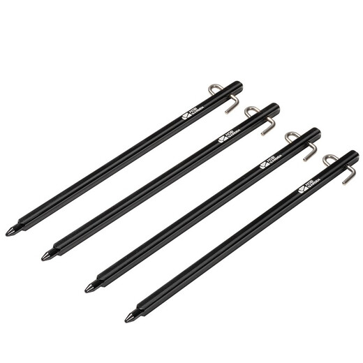 MOBIGARDEN ground nails, outdoor camping aluminum alloy ground nails, extended canopy tent windproof nails, professional square camp poles, night black (pack of 4)