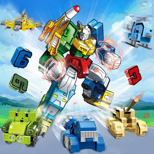 Bloques de construcción de juguetes de juguete transformados digitalmente Robot combinado 0-9 letras Niños Regalos de cumpleaños de niño de automóvil transformado El conjunto completo de 10 se puede transformar