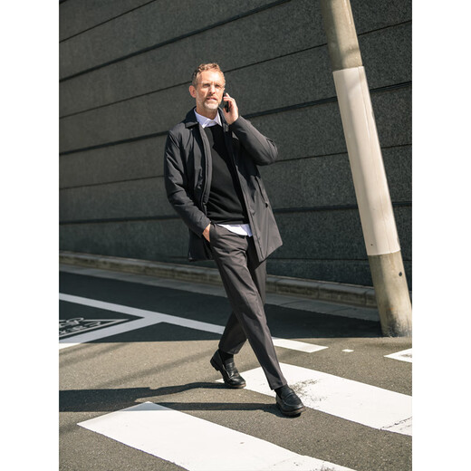 CARE OF LORD Navigator Series Gold Label Primaloft Men's Autumn and Winter Lapel Mid-Length Commuting Cotton Jacket 8633 Classic Black XL