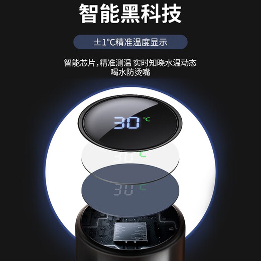 Hongjingge Mid-Autumn Festival Geschenk Souvenir Business Gift Custom Water Cup für Mitarbeiter und Kunden Souvenirpreise Praktische Geschenke Schwarz-Digital Display Cup + Automatische Regenschirm/Blaue Geschenkbox