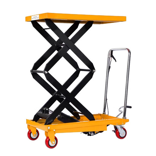 Guanhang manual hydraulic lifting platform truck mobile electric lift small lift simple trolley 350KG Liter 1.3m table 500-920