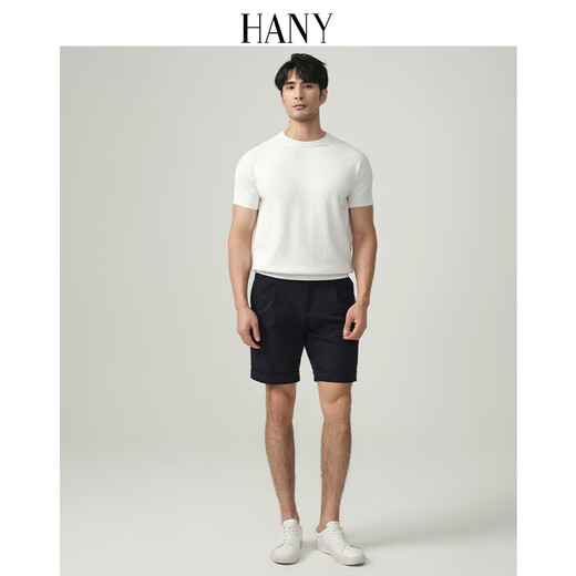 汉尼（HANY）【重磅棉t恤插肩袖】男短袖商务男士圆领白色休闲高级针织衫夏季 巴伦西光学白 【插肩袖】 M 【建议130斤以内】