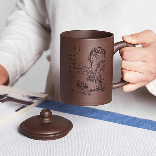 Zun Hu Yixing Zisha Cup Tea Cup Tea Set Large Covered Cup Office Water Cup Original Mineral Purple Mud Mountain Covered Cup Mid-Autumn Festival