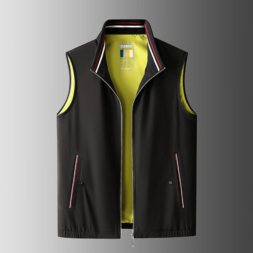 Gu Qian Chaqueta de chaleco para hombres de alta calidad Spring and Autumn Business Vest Vest de lujo Chaleco de lujo Bloqueo de color Mensilización Ejecutivo Clip Dark Blue XL
