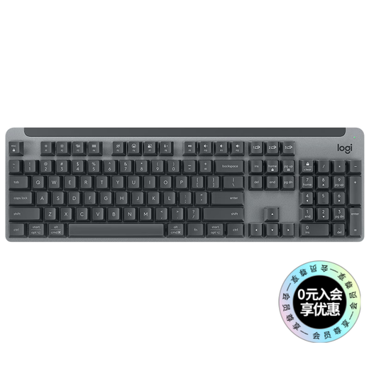 罗技（Logitech）K865机械键盘 无线键盘 104键全尺寸键盘 商务办公多设备长待机游戏电竞键盘（K845升级款） K865（雾霭蓝）+任天堂个性键帽