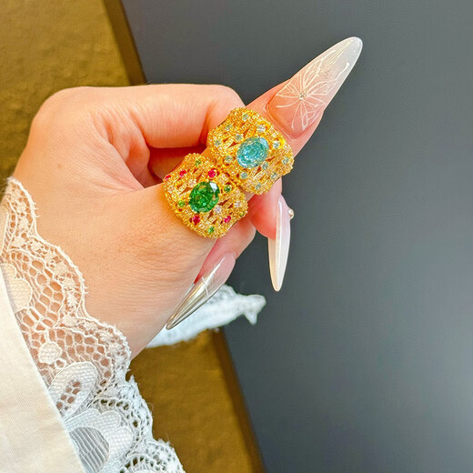 Baishi Qichang Pure Gold 999 Brilliant Galaxy Gold Ring 5D Hydrogen-free Premium Inlaid No Ring Opening Adjustable Two Colors Available Net Gold Weight Approximately 5 Grams (Live)