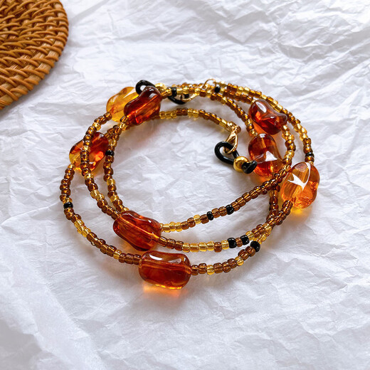 Chenghuan Ji Mai Chenghuans Großmutter Star Wu Yanshu gleichen Stil wie Halfer-Halsgläser-Kette Anti-Verlust-Kette Anti-Glasse Seilbernspiegelkette [Vulin-Lederspiegeltuch]