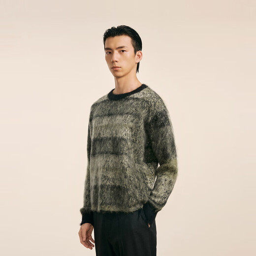 Sketch Neil Barrett co-branded Sketch Men's 2024 Winter New Casual Loose Sweater Striped Top 313 Army Green S
