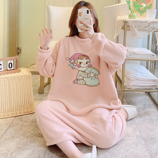 Стиль Виктории Big Star Velvet Nightgown для женской половины длины пижамы средней длины плюс бархат осень и зимняя свободная коралловая бархатная домашняя одежда LQE-723 L 165