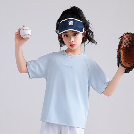 小猪彼特女童运动套装儿童2025新款夏季大童跑步网球服短袖短裤速干两件套 9922棉T白色+18426紫色短裤 170 cm