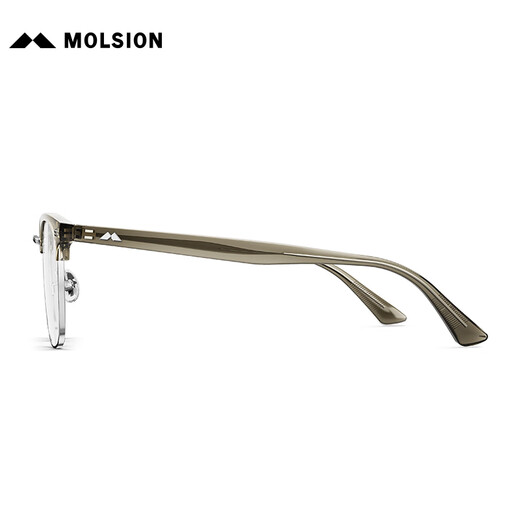 MOLSION陌森斯文眼镜架近视眼镜精睿镜框可配度数防蓝光MJ6196 B12 银|上眉透茶灰 单镜框