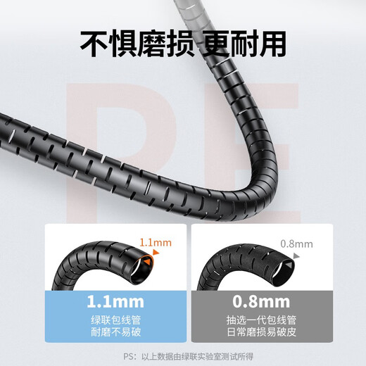 绿联包线管束线管 3米 直径25mm 电线收纳固定整理绕线器保护套 电脑汽车电源理线器 30819