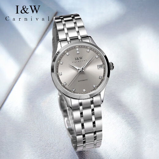 Швейцарский бренд Aiwochi IW Watch Men and Women's Mechanical Watch Полностью автоматическое импортное движение Водонепроницаемое светящаяся пара пары Watch Pare [Импортное движение] 683 Женская серая - бесплатная гравировка