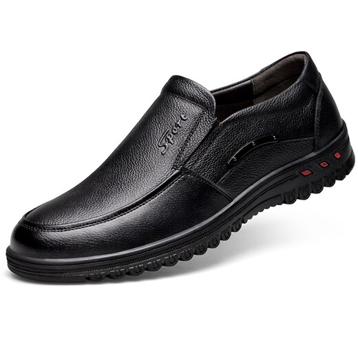 ECHI business casual men's first-layer cowhide soft-soled driving shoes for men 26555 black 40