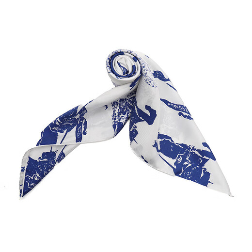 BURBERRY Gift War Horse Logo Printed Mulberry Silk Women's Square Silk Scarf 8083074 White All
