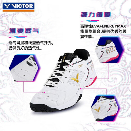 Victor Victory Badminton Shoes Sports Shoes P9200TD-Bright White/Dark Jade Gray Bright White/Dark Blue 36