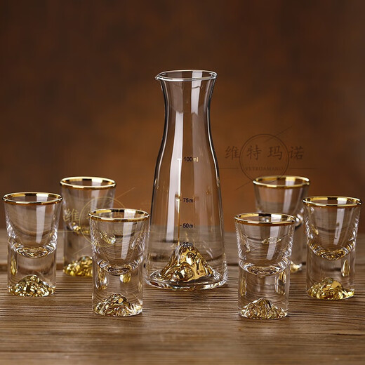 VETROAMANO crystal glass Jinshan white wine cup scale wine divider storage set high-end one-cup spirits cup 8 pots 8 cups handleless Jinshan style