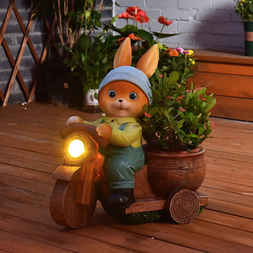 Yimingyuan Garden Decorative Courtyard Ornaments Outdoor Cartoon Rabbit Flowerpot Park Lawn Creative Simulation Animal Landscape Sculpture H20527