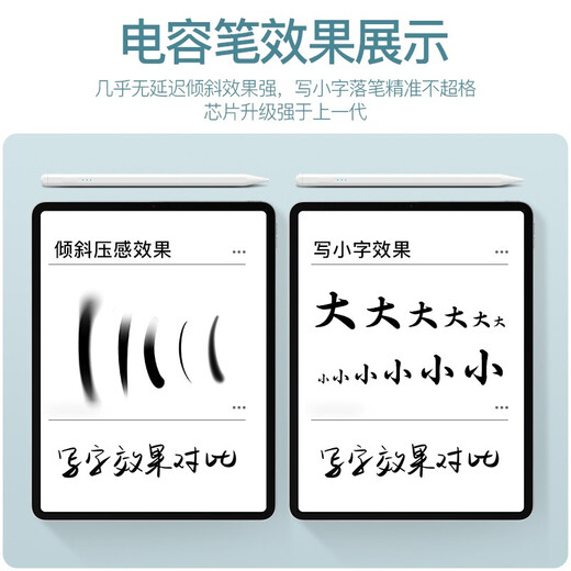 益博思 ipad电容笔适用于apple苹果磁吸压感触控手写笔air/pro平板pencil二代平替 青春倾斜版【防误触+闪电快充+电量显示】倾斜压感