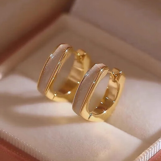 Yongjie Square Geometric Earrings Women's Trendy Light Luxurious Temperament High-end Niche Earrings Women's Earrings for Girlfriends Chinese Valentine's Day Gift Square Earrings Gold G228