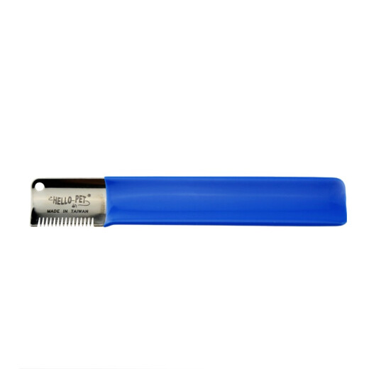 hellopet Taiwan Chuanji Terrier Dog Hair Plathering Knife Pet Thick and Fine Teeth Shaving Knife Bull Terrier Schnauzer Dog Comb H313 (Thick 14 Teeth-Blue)