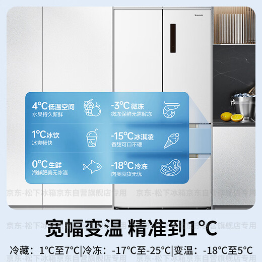 Panasonic PLUS 573L French-style multi-door refrigerator ultra-thin zero-embedded household refrigerator dual system first-level energy efficiency NR-JW57TMB-W national subsidy