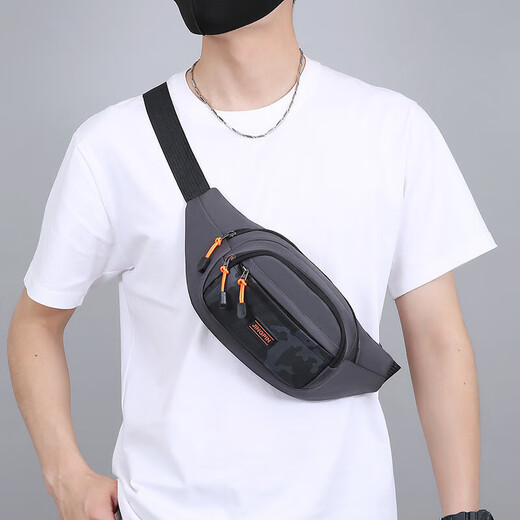 Belt bag men's multifunctional new sports mobile phone bag cashier bag running bag large capacity outdoor chest bag BJ680 black