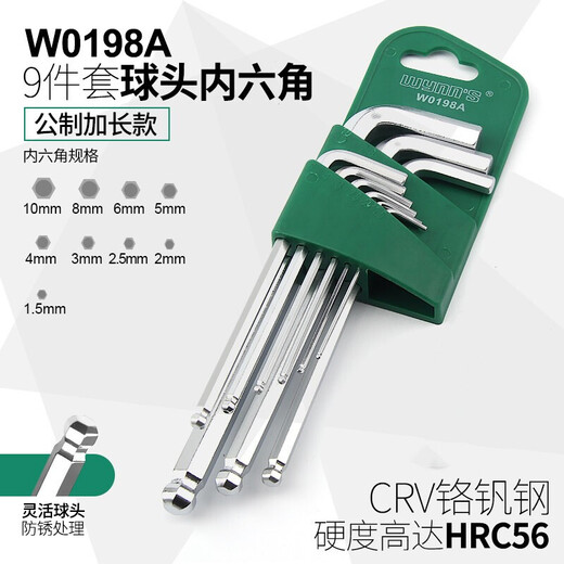 XMSJ Wynnswynns metrischer Flachkopf Typ Sechseckalaler Schraubenschlüssel Sechseckschmelze Set Elbow Doppelte 8-teilige Set metrische Mini Flat Head Hexagonal W9926