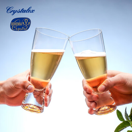 BOHEMIA Crystal imported from the Czech Republic, light luxury high-end crystal beer mug, commercial cup holder, household large-capacity wheat beer mug set, Samba style crystal beer mug 350ml*1