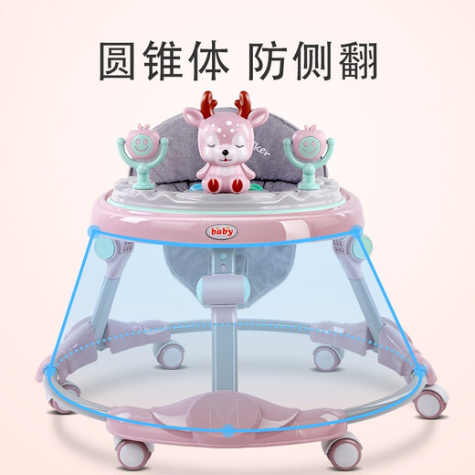 ANGI BABY婴儿学步车多功能防侧翻6/7-18个月婴幼儿学走路男女孩可坐助步车