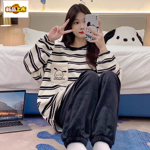 Molianya Pyjamas Winter Frauenkorallen-Samt verdickte Plüsch-Langschläfe Süßes lose Flanell Home-Kleidungsstück 679# M 75-100jin [Jin ist gleich 0,5 kg]