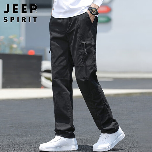 JEEP SPIRIT Jeep Overalls Men's Autumn and Winter Straight Casual Pants Men's Loose Large Size Men's Pants Dark Gray L