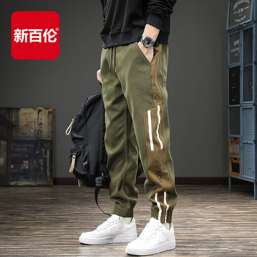 New Balance 2025 Autumn and Winter High-End Pure Cotton Sports Casual Pants Men's Versatile Trendy Brand Thickened and Velvet Loose Legged Workwear Pants Black Regular Spring and Autumn Anti-Wrinkle Non-Fading L (170)