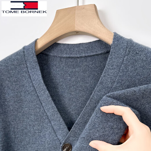 
Tommy Hee Kelly 100% Wool Knit Cardigan Men's Fall Middle-aged Father High-end Fashion Casual Sweater Jacket Autumn Clothes Black 165