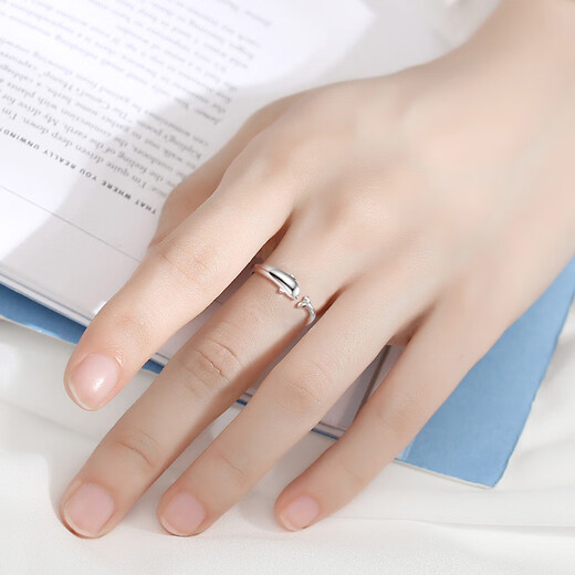 Misu platinum ring for women, PT950 platinum dolphin tail ring, live and adjustable, birthday gift for girlfriend, small size 2.0-2.2g + free engraving