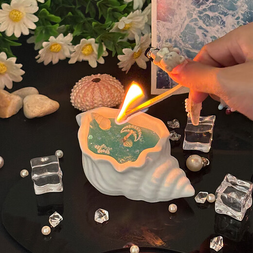 Ono Seven Days Conch Aromatherapy Candle Individually Packed Non-Natural Shell Handmade Gift Fragrance Jelly Wax Art Ornament Souvenir Ocean Jelly Wax Azure Upgrade