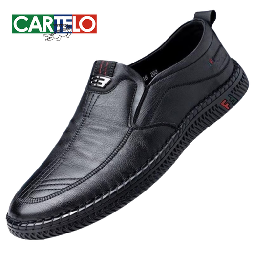 Cartelo 2024 Neue Lederschuhe für die britischen All-Match-Casual-Schuhe für Männer für Geschäftsluhe für Mode Soft Soft Sohle Vaters Schuhe 677 Brown 44