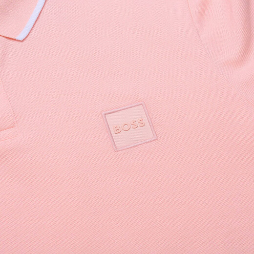 Hugo Boss (Hugo Boss) Nouveaux produits, Men's's Orange Series Slim Fit Version Polo à manches courtes Cadeaux pour hommes, hommes 50472665 694 Impression décalée de logo rose de viande xl